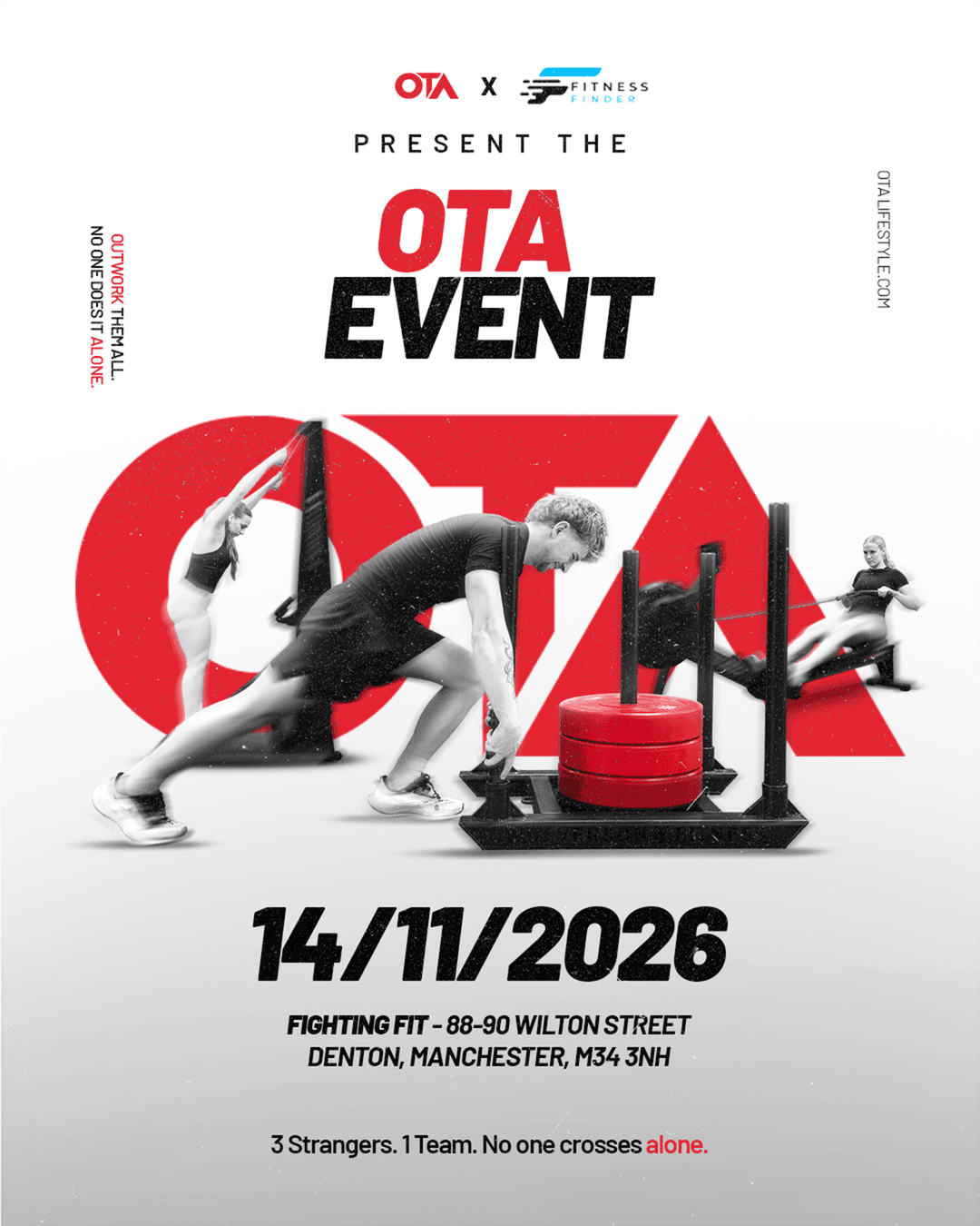 OTA Event 002 poster featuring training equipment and the date 14 November 2026